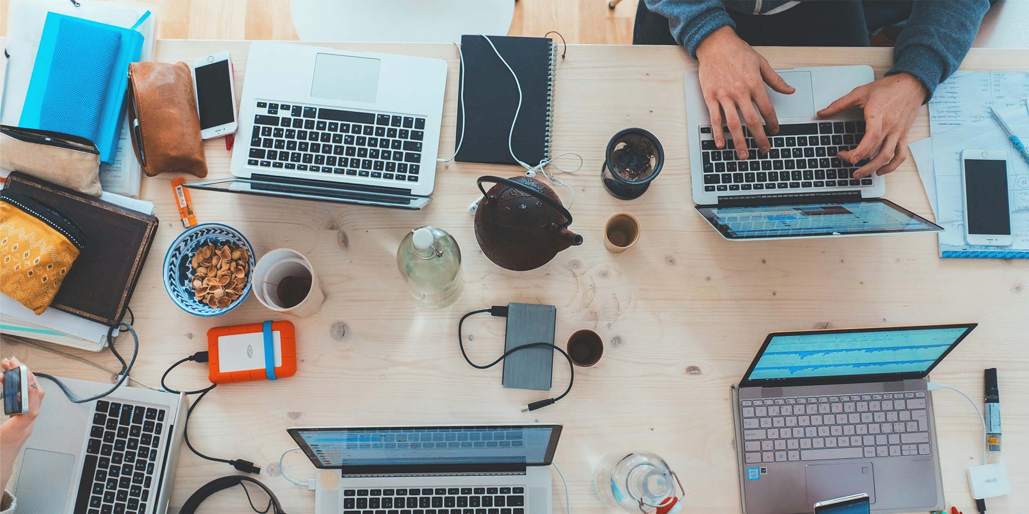 laptops and other electronics on desk