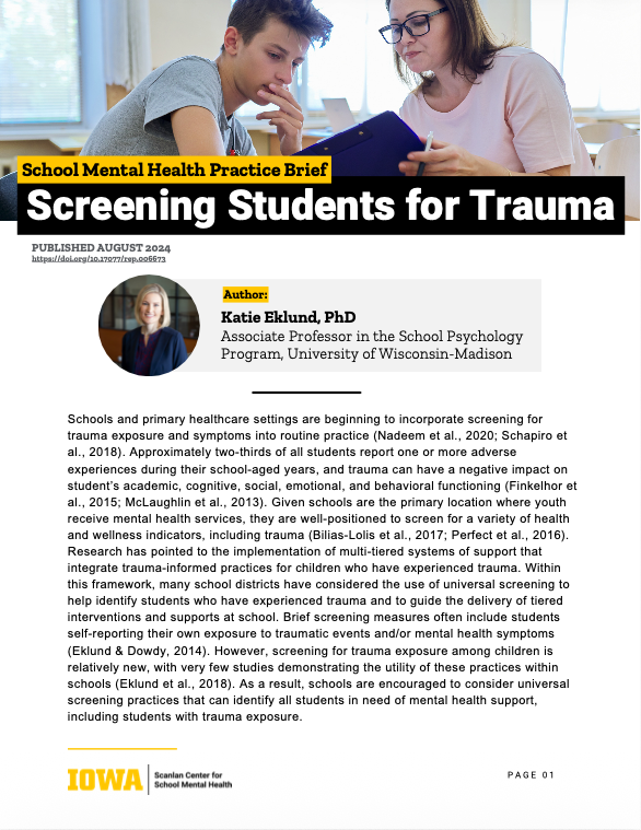 Screening Students for Trauma brief