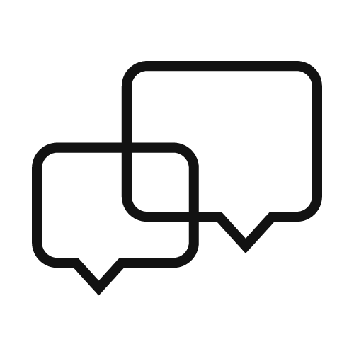 Icon of two overlapping talk bubbles.